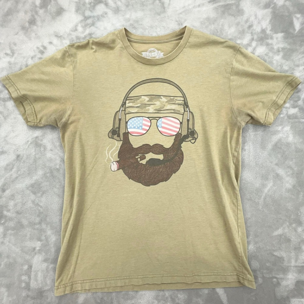 Art 15 Clothing Men's Large Tan Graphic‎ T‑Shirt Veteran Owned Bearded Operator